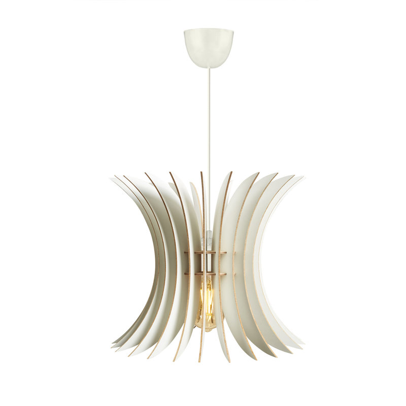 Élégant lustre blanc scandinave, câble réglable, 25,6 po x 13,8 po | Corps en panneau de fibres à densité moyenne, culot E27 de 40 W maximum | Conception unique à grande aile, parfaite pour les espaces de salon et de salle à manger modernes, éclairage élégant et fonctionnel