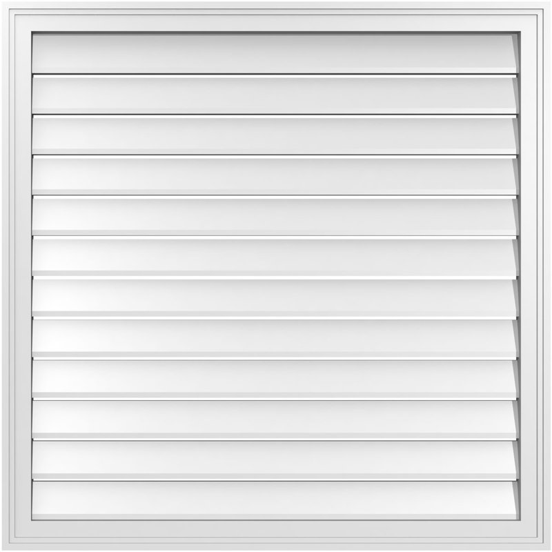 Rectangle Surface Mount Signature Urethane Functional Gable Vent, Primed Tan, 38" H x 38" W x 1.5" D