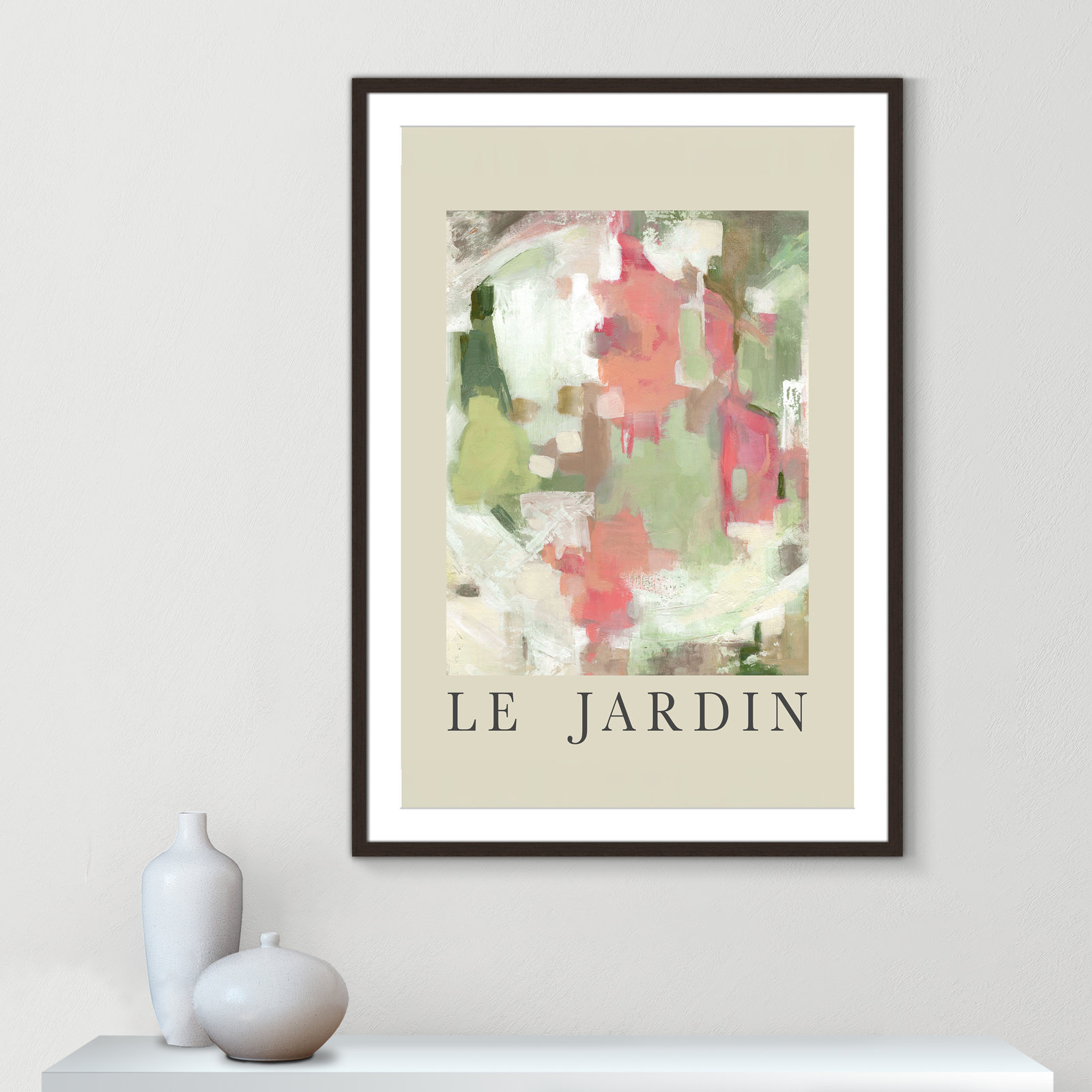 Riya "Le Jardin" Print by Carol Robinson, Walnut Single Picture Frame, Yes, 41.5" H x 29.5" W x 1.25" D