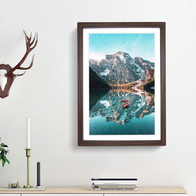 Boats in Lago Di Braies Italy in Abstract - Picture Frame Painting Print