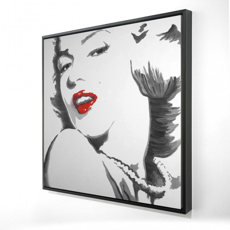 Contour gris rétro Marilyn Monroe | Décoration sur toile encadrée