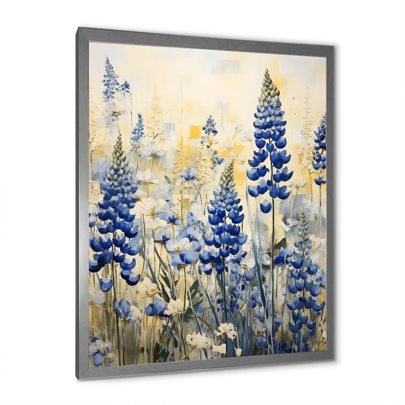" Magical Blue Bonnets Meadows III ", Silver, 40" H x 30" W x 1.5" D