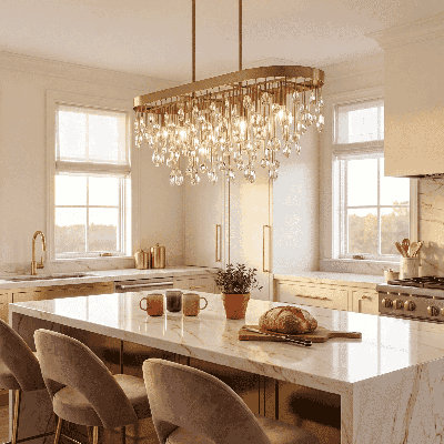  Livorno 8-Light Oval Chandelier in Noble Brass