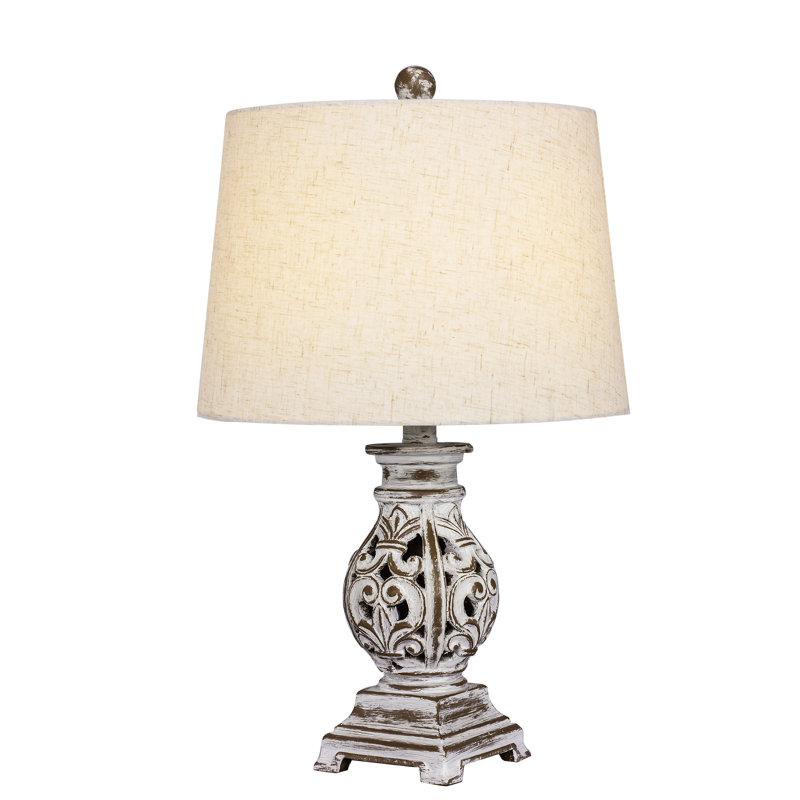 Lampe de table 22 po Brutus, Blanc antique, Beige