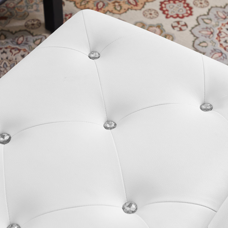 Juilianna Glam Modern Upholstered Storage Bench, White