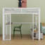 Lit mezzanine en métal avec DEL, bureau, garde-robe ouverte et 3 tiroirs de rangement en métal-2043955953