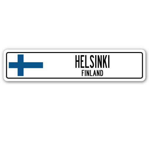 Panneau de signalisation en aluminium à drapeau de la Finlande, Helsinki, H 8 po x l 36 po x P 1 po