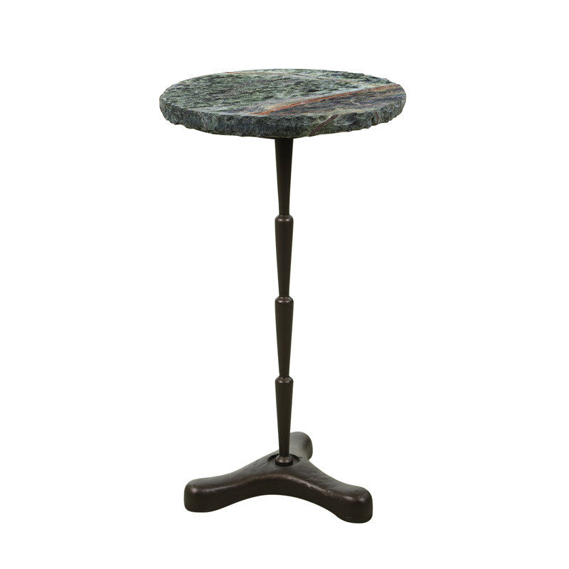Harbor 15" Accent Table with Green Bidasar Marble and Iron