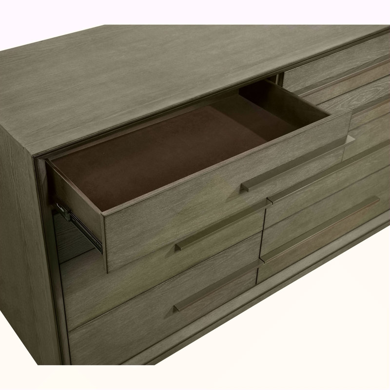 Commode 8 tiroirs avec miroir Prescott, Oak