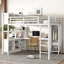 Lit mezzanine polyvalent en métal avec cubes de rangement intégrés, tablettes et bureau fonctionnel en forme de L convenant à tous les âges et petits espaces