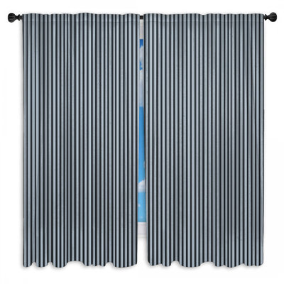 Vertical Black Stripes Window Curtains Stripes Sheer & Room Darkening - 2 Panels