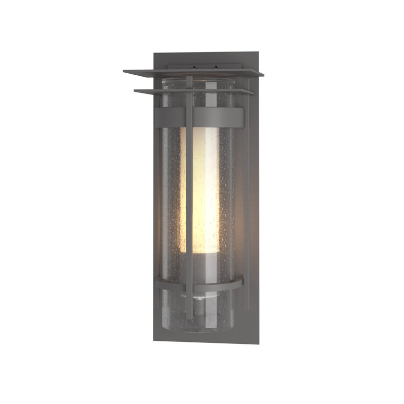Torch Seeded Glass Outdoor Flush Mount, Coastal Burnished Steel, 12.5" H x 6" W x 4.7" D