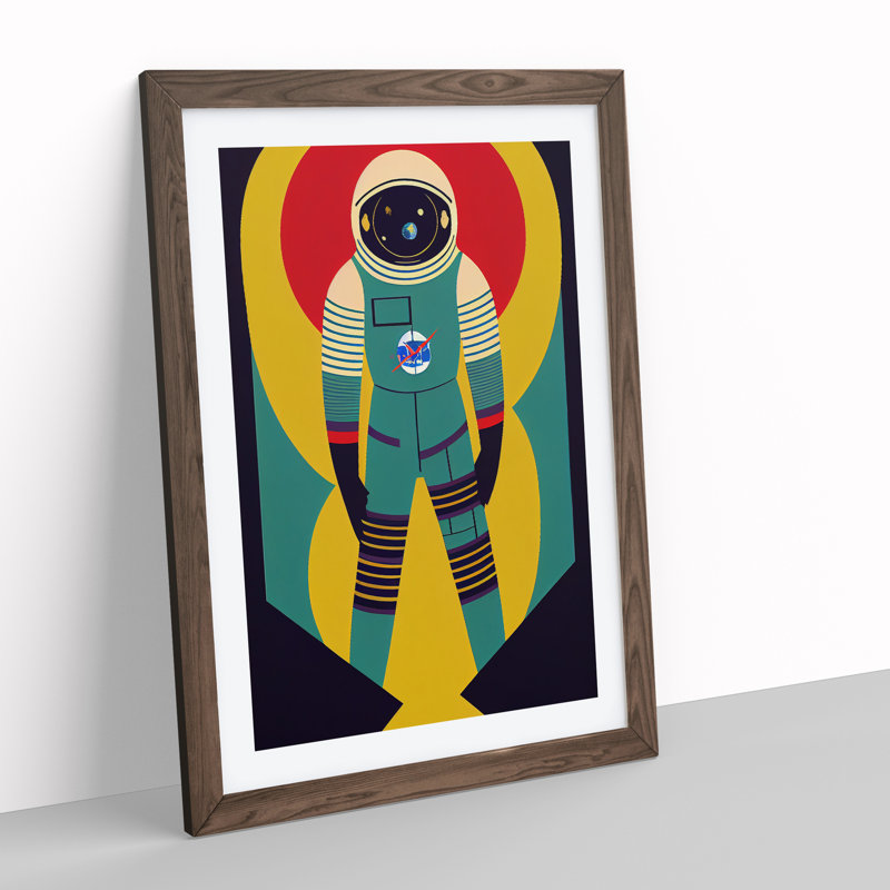 Astronaut Pop Art No.2 - Single Picture Frame Print, 64cm H x 46cm W x 2cm D, Walnut Framed