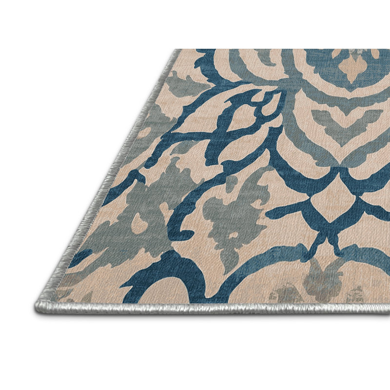 Tapis beige lavable à la machine, Rond 3 pi