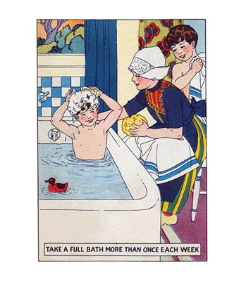 « take a full salle de bain plus d’une fois par semaine », affiche rétro