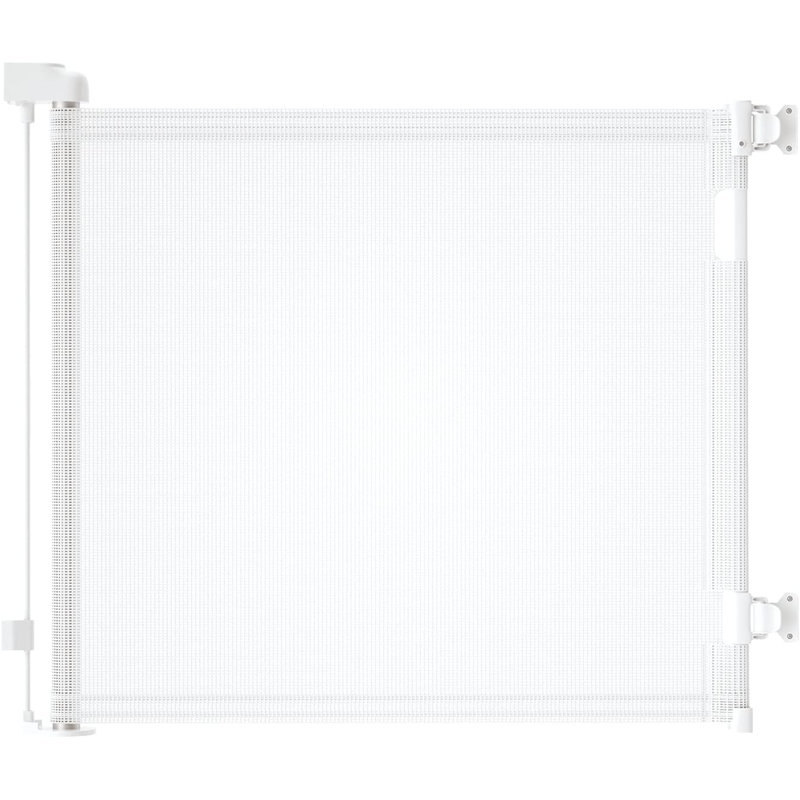 Barrière de sécurité rétractable pour animaux en maille pour escaliers, Blanc, H 33 po x l 71 po x P 2,7 po