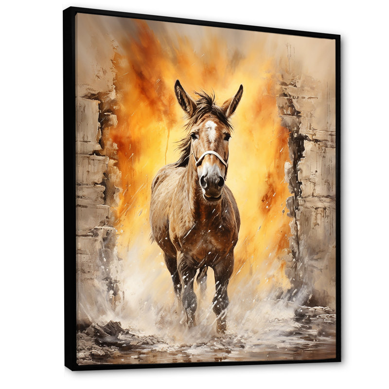 «Expressionist Donkey Pasture Dance I - Donkey», art mural, H 20 po x l 12 po x P 1 po, Cadre flottant noir