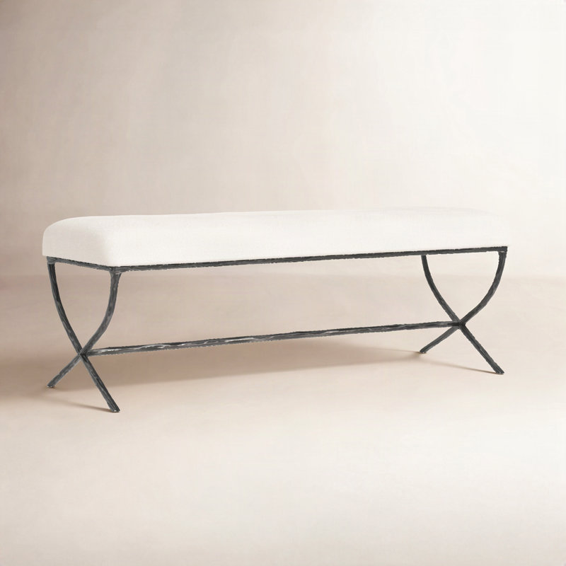 Evelynn Upholstered Bench, Black, Ivory