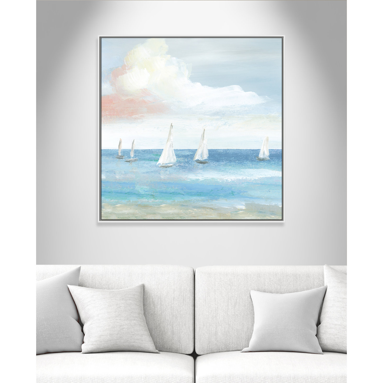 Ibis "Beach Sail Bliss" Print by Nan, 37.5" H x 37.5" W x 2" D, White