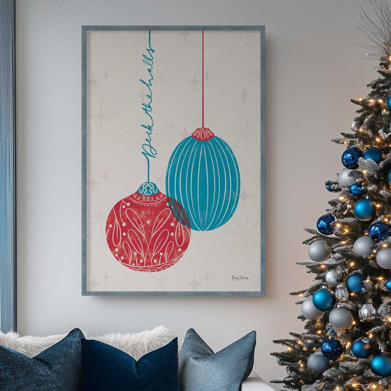 Elegant Holiday Ornaments I Print in a Frame, Cadre en chrome poli, H 37,25 po x l 25,25 po x P 1,25 po