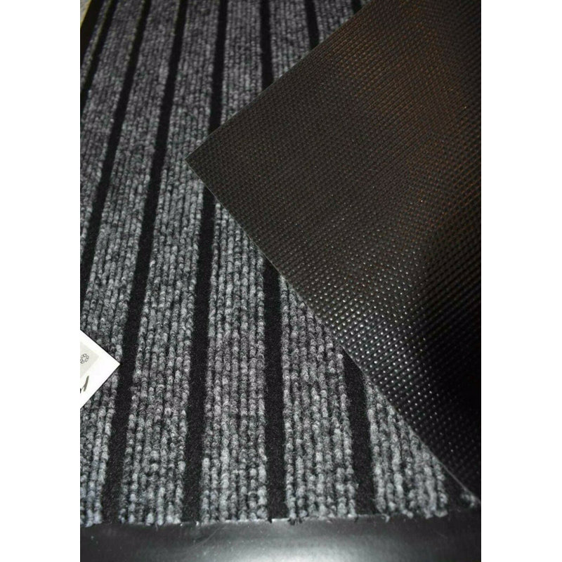 Nakale Striped Indoor / Outdoor Doormat, Grey, Rectangle W45 x L75 cm