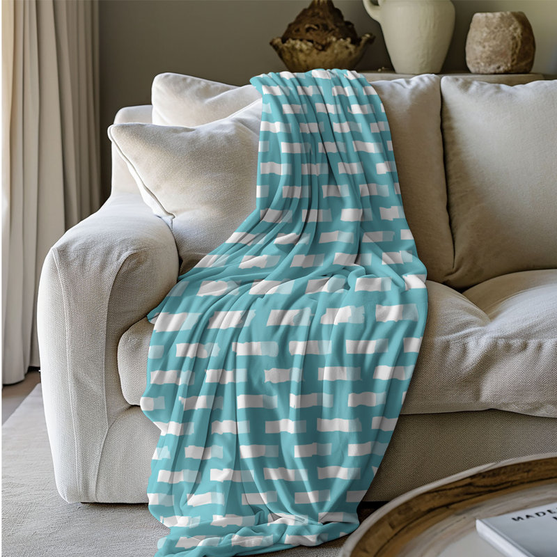 Couverture en sherpa de qualité supérieure 1 pièce Sea Nymph 0065, L 60 po x L 80 po, Bleu / blanc
