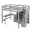 Lit mezzanine double avec bureau en L, tiroirs et armoire, lit mezzanine multifonctionnel pour enfants, adolescents et adultes, sans sommier tapissier requis-390043953