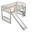 Lit mezzanine simple gris avec glissade et - idéal pour les petits espaces, aire de repos, matériaux élégants en pin massif, lignes épurées, 14 lattes de soutien, convient aux enfants de 6 ans et plus