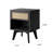 Nightstand Boho Bedside Table With Rattan Drawer