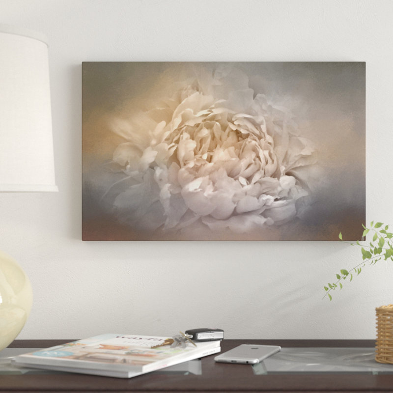 Blushing Silver and Gold Peony Canvas Landscape Art