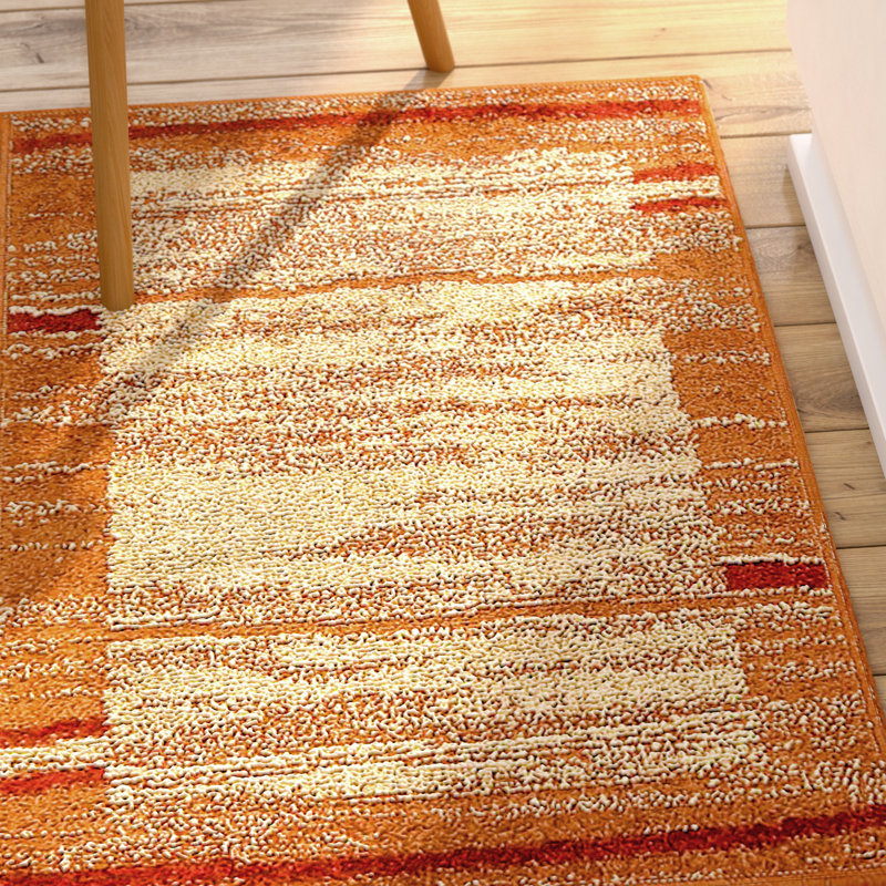 Guzzi Orange/Beige/Red Rug, Rectangle 61 x 91cm