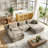 Boneless 112'' Khaki Corduroy Cloud Modular Sectional Sofa, Deep Seat Soft Frame Design, Configurable L and U Shape, No Assembly Required with 2 Ottomans for Living Room-930466671