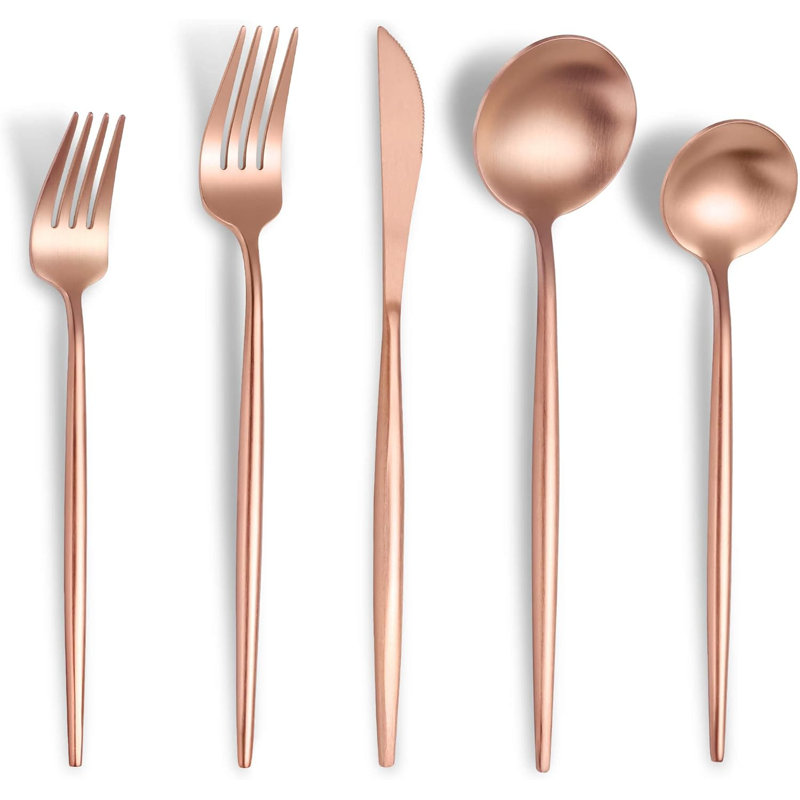 Ensemble de couverts 20 pièces pour 4 personnes, ensemble de couverts modernes en acier inoxydable avec finition satinée, ensemble de cuillères à couteaux robustes, allant au lave-vaisselle