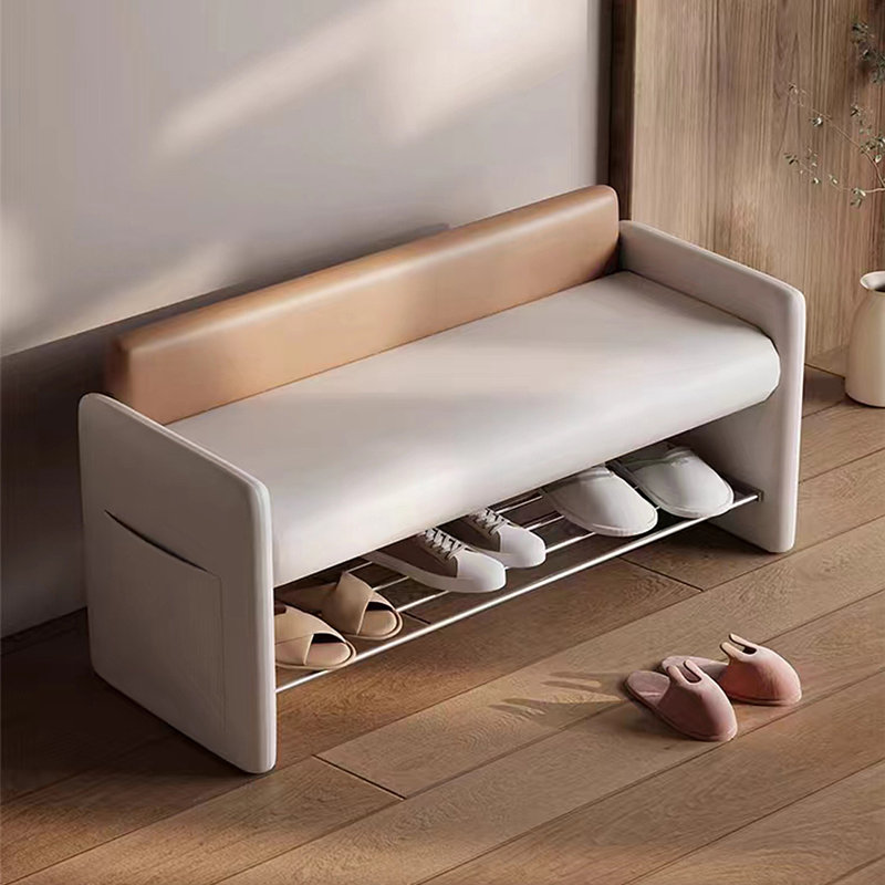 4 Pair Solid Wood Shoe Storage Bench, Yellow/Cream