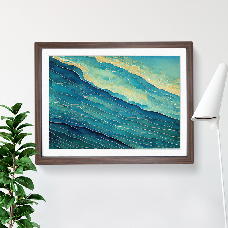 Abstract Ocean Vol.2 - Framed Print, 25cm H x 34cm W x 2cm D, Walnut