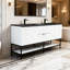 Paza 72 po L x 19 po P 4 portes et 2 tiroirs Meuble-lavabo autoportant avec évier double et Comptoir en Quartz noir d'ingénierie-1529723479