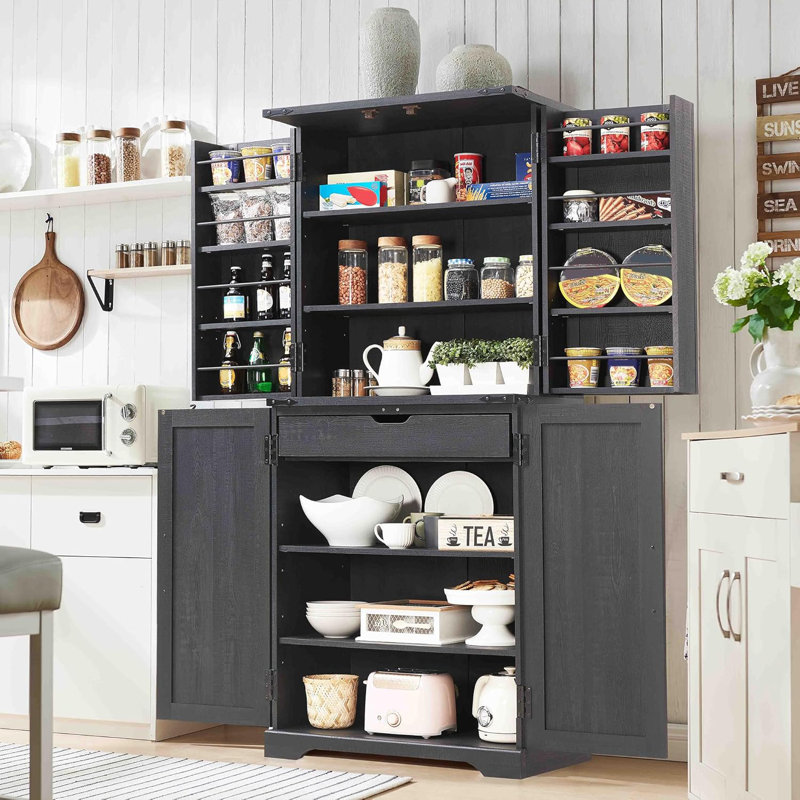 182.5cm Kitchen Pantry, Black