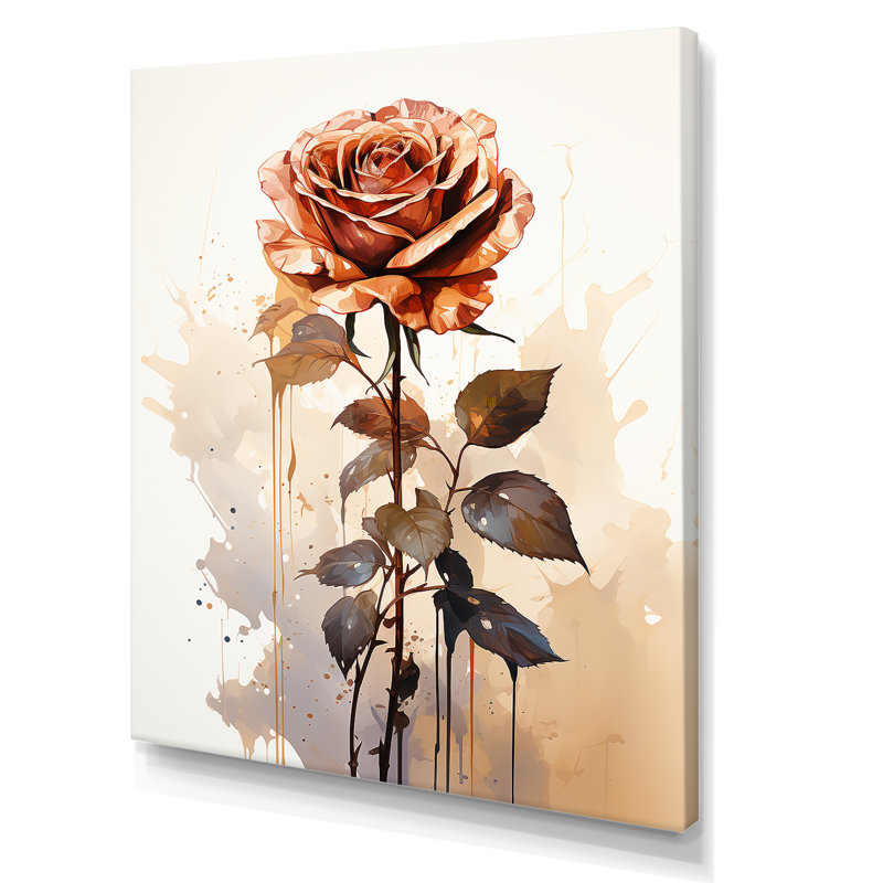 «Monochromatique» Rosegold Elegance I - Art mural rose, H 32 po x l 24 po x P 1 po, Toile tendue
