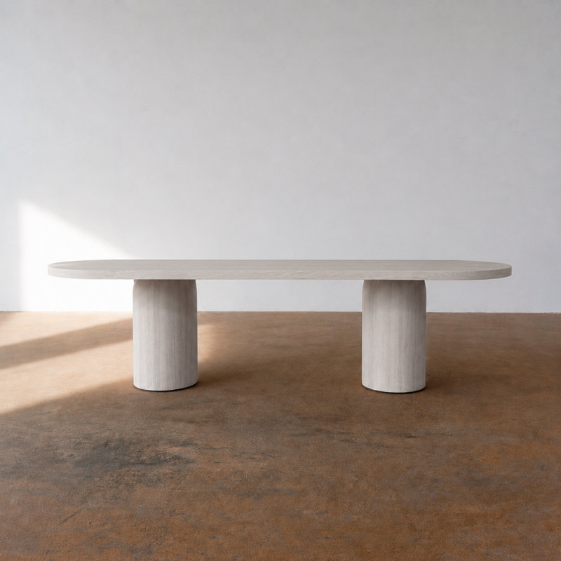 Table de salle à manger Beavercreek, H 30 po x L 118 po x l 43,5 po, Blanc cérusé