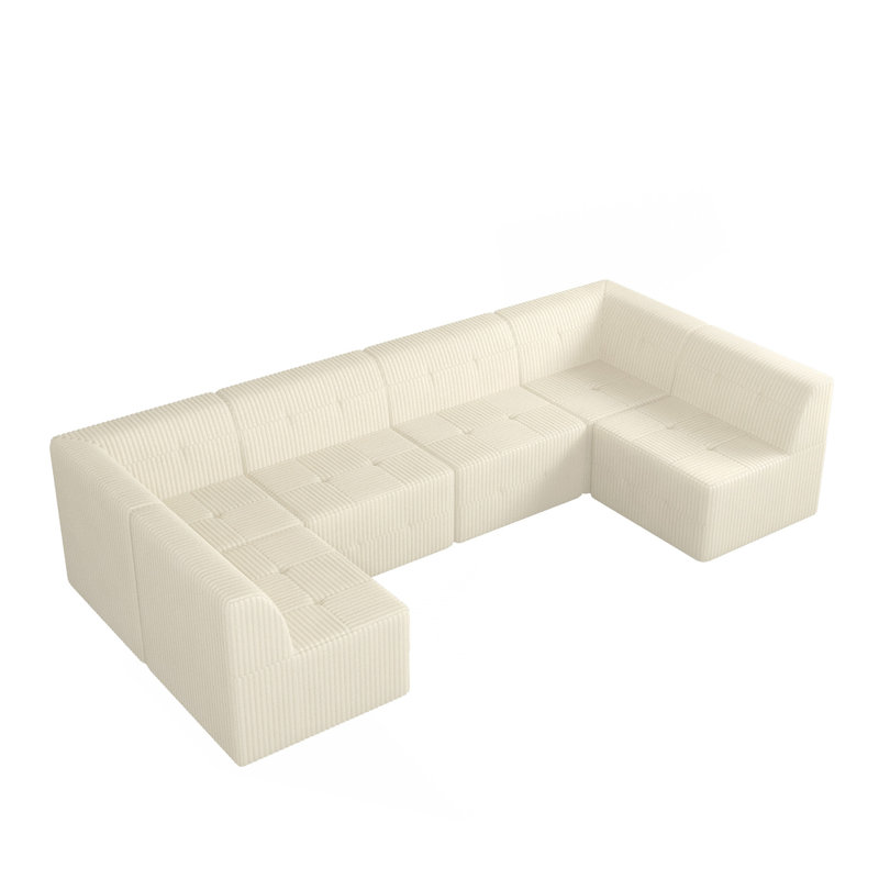 Canapé modulaire en U en forme de U, canapé modulaire compressé en velours côtelé de style minimaliste moderne, canapé-lit pour le salon, la chambre à coucher, canapé-lit compressé confortable - Design économe en espace-BEIGE
