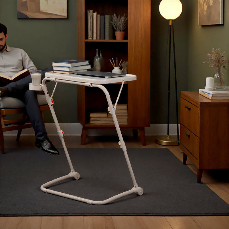 Bureau de table pliable réglable en hauteur pour canapé et lit, Beige