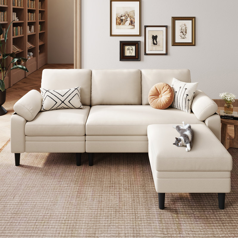 82" Reversible Sectional Sofa, Beige