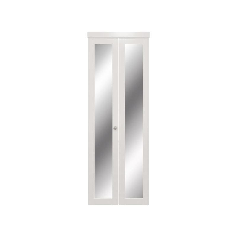 1-Lite Mirrored Door Solid Manufactured Wood Bi-Fold Door with Installation Hardware Kit, 36" x 80"