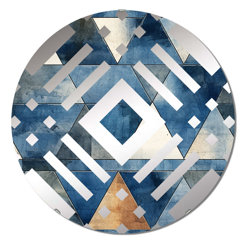 Rustic Cobalt Triangle Symphony - Miroir décoratif diamant, 31,4 po x 31,4 po