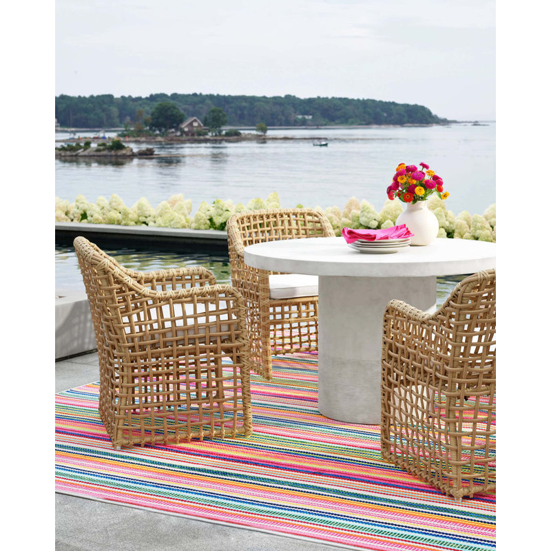 Bright Stripe Handwoven Indoor/Outdoor Rug, Rectangle 8'6" x 11'6"