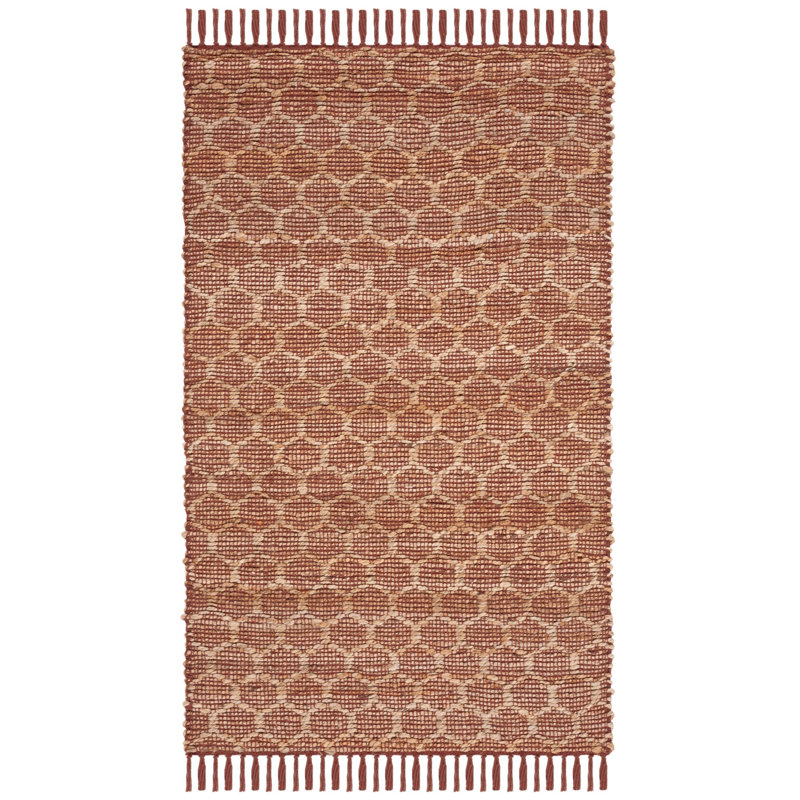 Goble Hand Woven Jute/Cotton Geometric Rug in Tan, Rectangle 3' x 5'