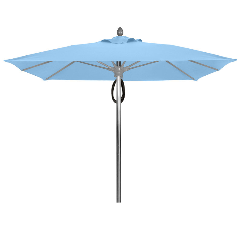 Parasol de marché carré 7,5 pi Prestige, Sunbrella® bleu ciel, Aluminium brillant
