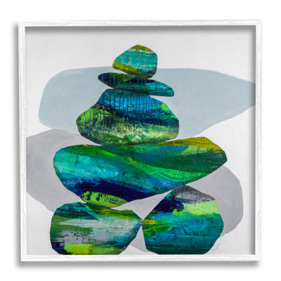«Vivid Aqua Zen Balancing Rocks», art de la giclée encadrée par Ruth Fromstein