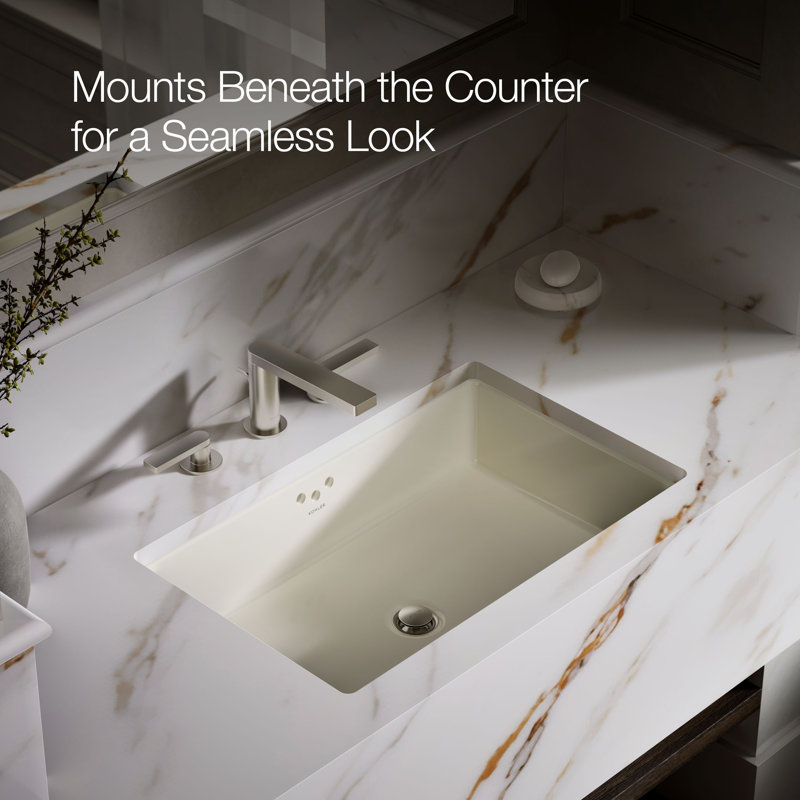 Kathryn® Vitreous China Rectangular Undermount Bathroom Sink and Overflow, Biscuit