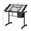 Bureau de dessin réglable à plateau en verre avec tiroirs et roulettes - angle 0-70 °-466074372